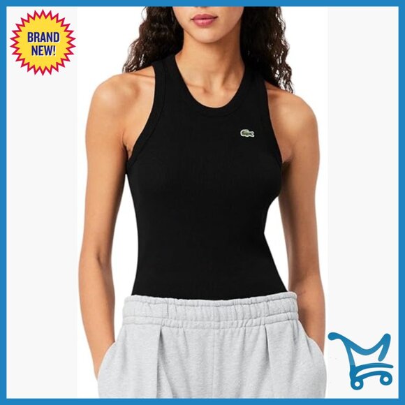 Slim Fit Tank Top 100% Organic Cotton Ribbed Texture Embroidered Logo